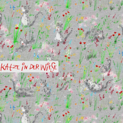 Bio Jersey Lillestoff - Katze in der Wiese